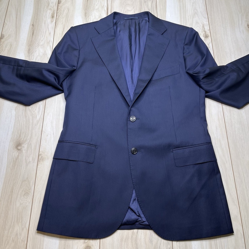 SuitSupply Vitale Barberis Super 110s Sports Blazer Striped Jacket Blue Men 41R - Picture 4 of 16